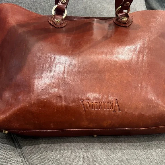 Valentina Large Brown Leather Tote Bag - Picture 7 of 14